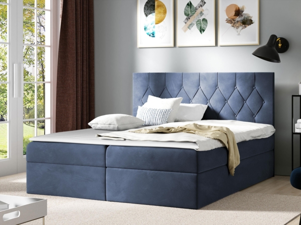 Boxspringbett Simori, Blau, 160x200 cm Bild 2