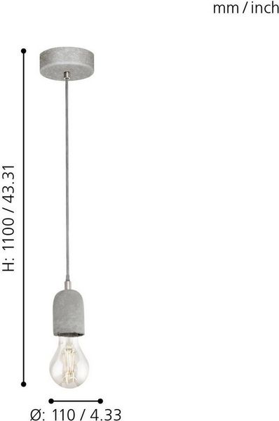 Eglo 95522 Hängeleuchte Silvares in grau Beton grau 1X40W H:110 Ø 11cm Bild 2
