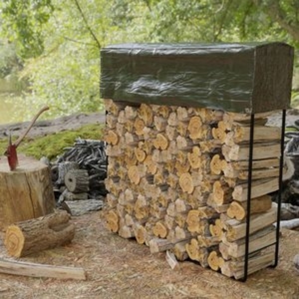 Kaminholzregal Brennholzregal Regenabdeckung Außen Stahl L100xH100cm Bild 6