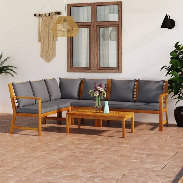 vidaXL 5-tlg. Garten-Lounge-Set mit Auflagen Massivholz Akazie 3057780