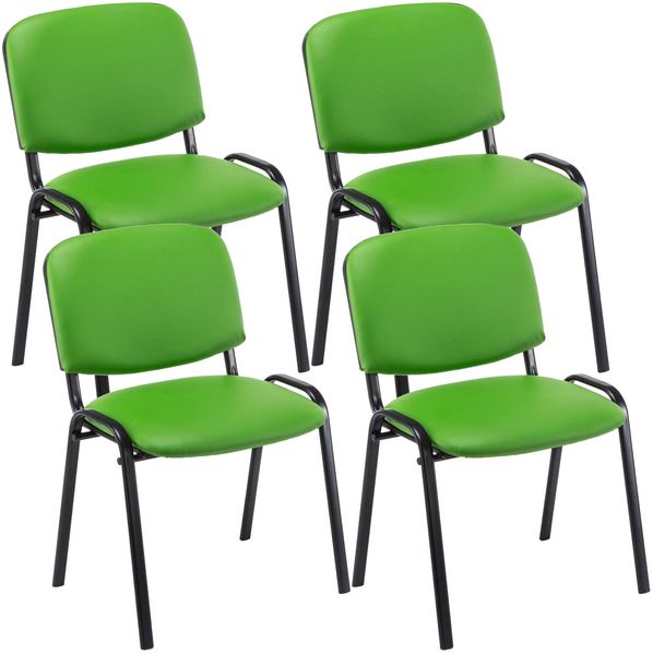 4er Set Besucherstuhl ZAGREB - Kunstleder Grün 53x53x83 cm | Besucherstühle Konferenzstuhl Wartezimmerstuhl Bürostühle Bürostuhl Konferenzraum