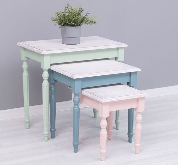 Beistelltisch 3er Set Pastell