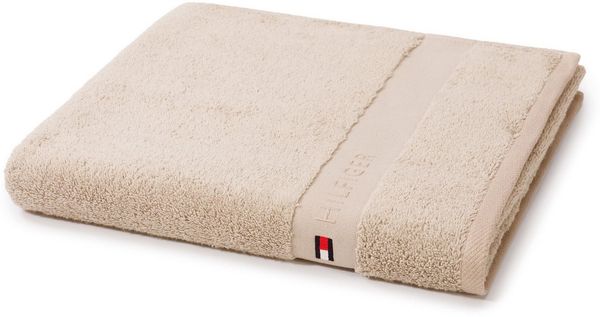 #1 Topseller Handtücher Tommy Hilfiger Duschtuch LEGEND, Sand, Baumwolle (1-St)