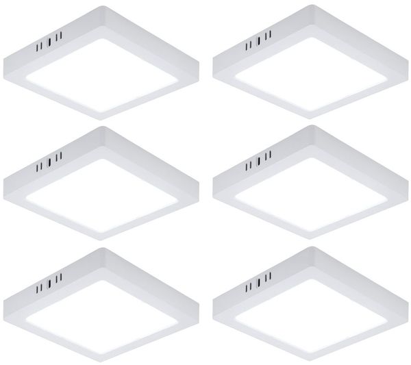 6er Set LED Deckenleuchte, Aufbau-Panel, Kunststoff, weiß, L 21,4 cm