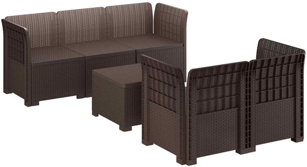 vidaXL 5-Sitzer Gartensofa Rattan-Look PP Braun 3443887