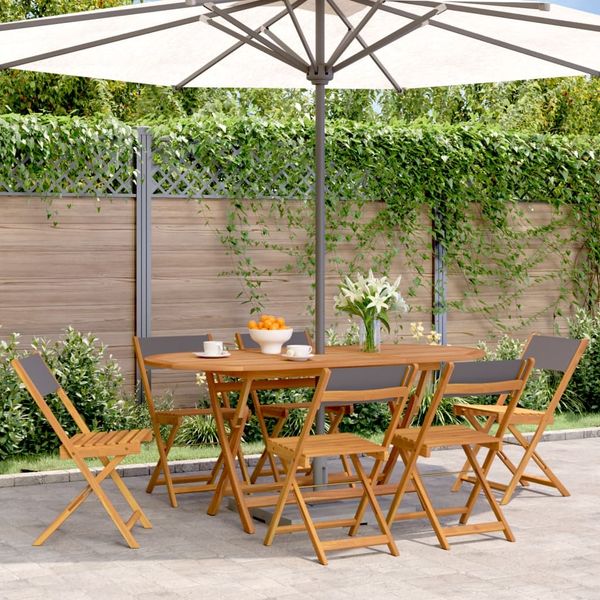 vidaXL Gartenstühle 6 Stk. Klappbar Anthrazit Stoff und Massivholz 3214614