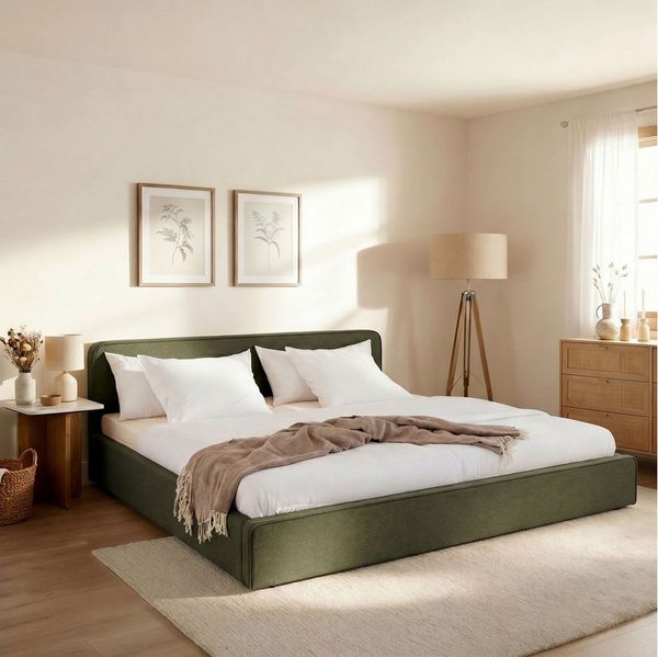 IDIMEX Polsterbett LATINI, Bett 180x200 cm mit höhenverstellbarem Kopfteil und Lattenrost Grün