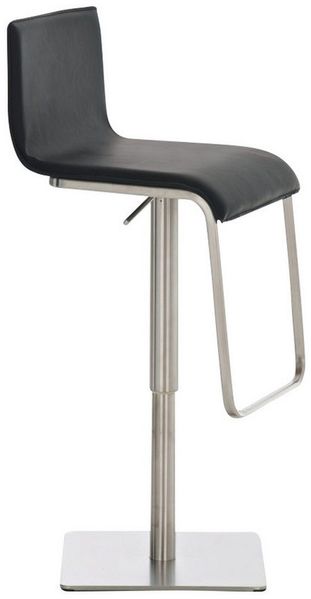 TPFLiving Barhocker höhenverstellbar (Barstuhl - Tresenhocker - Thekenhocker - Hocker für Küche), 360° drehbar - Edelstahl - Sitzfläche: Kunstleder Schwarz