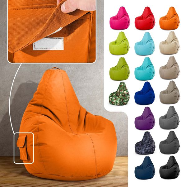 Green Bean® Sitzsack mit Rückenlehne, 230L Füllung waschbar, Polyester-PVC-Stoff orange, 80 x 70 x 90 cm Bild 2