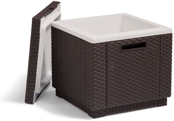 Keter Gartentisch Gartentisch Kühlbox "Ice Cube" 42x42x41 cm (42 Liter) Braun