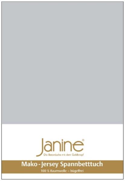 Janine Mako-Jersey Spannbetttuch Spannbettlaken 100% naturreine Baumwolle 90-100cm x 190-200cm 18 silber