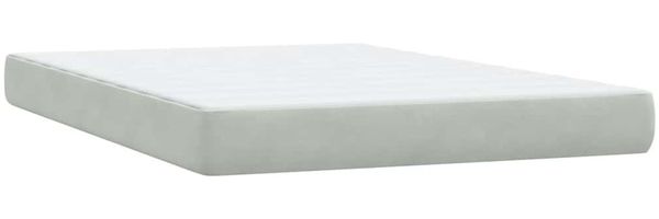 vidaXL Boxspringbett mit Matratze Hellgrau 160x220 cm Samt 3317403 Bild 6