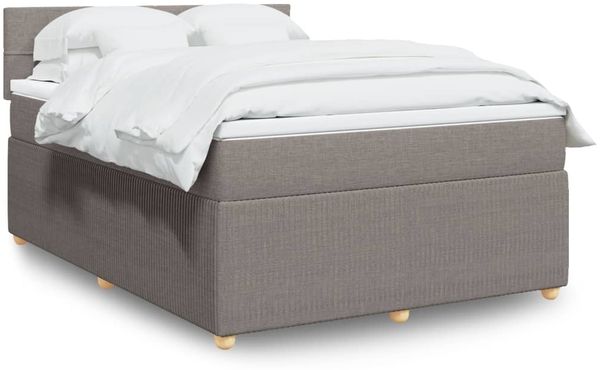 vidaXL Boxspringbett mit Matratze Taupe 140x190 cm Stoff 3287455