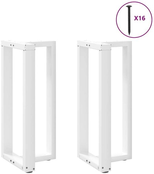 vidaXL Bartischbeine T-Form 2 Stk. Weiß 40x35x(90-91) cm Stahl 4013073