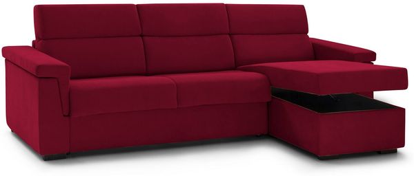 Dmora Schlafsofa mit Halbinsel Ganzaria, Wandelbares Ecksofa für das Wohnzimmer, gepolstert, abnehmbar, 100 % Made in Italy-Qualität, 285x160 h100 cm, Rot Bild 5