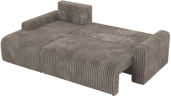 Ecksofa NESSARO L mit Schlaffunktion und Bettkasten, Bonellfederkern, Stauraum, L-förmiges Sofa, DL-System, lose Kissen - Hellbraun Cord - Links Seite Bild 11