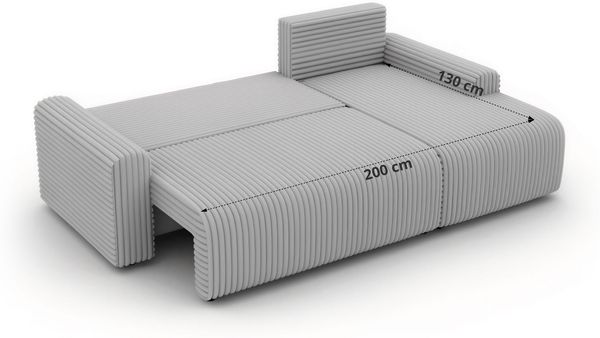 Ecksofa NESSARO L mit Schlaffunktion und Bettkasten, Bonellfederkern, Stauraum, L-förmiges Sofa, DL-System, lose Kissen - Hellbraun Cord - Links Seite Bild 8