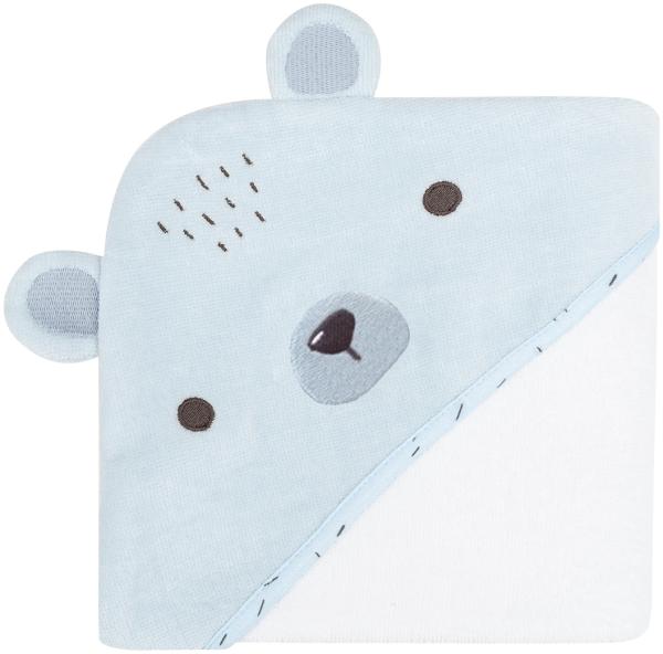 Kikkaboo Kapuzenhandtuch Bär 90x90 cm Babyhandtuch, 100% Baumwolle, 3D-Ohren blau