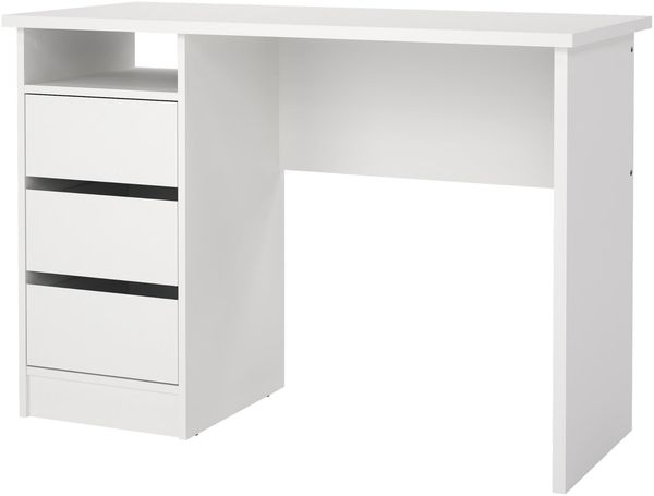 Tvilum Schreibtisch mit 3 Schubladen, Computertisch Weiß, 110 x 48,5 x 76 cm, Bürotisch, Arbeitstisch, für Arbeitszimmer Schlafzimmer Wohnzimmer