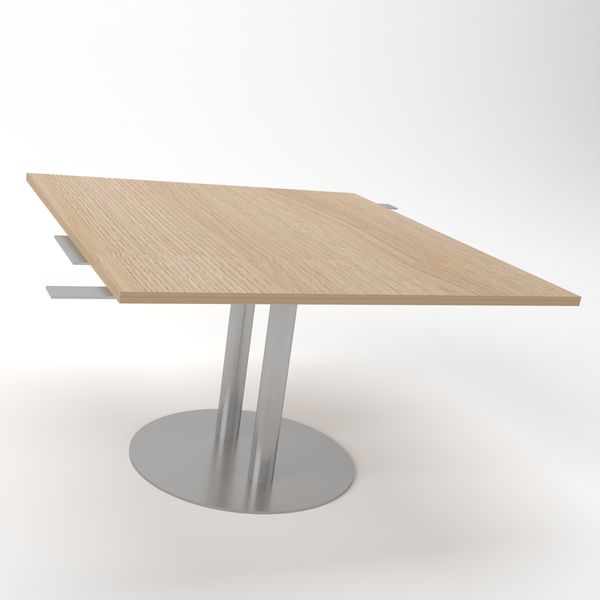 Rheinland Möbel Verkettungsplatte KONTI 120x130 cm – Erweiterungselement in Eiche mit silbernem Tellerfuß, Anbautisch für KONTI Konferenztische 280/400/520 cm, modernes Verbindungselement für Besprechungstische