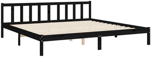 vidaXL Massivholzbett mit Kopfteil Schwarz 200x200 cm 3192580 Bild 9