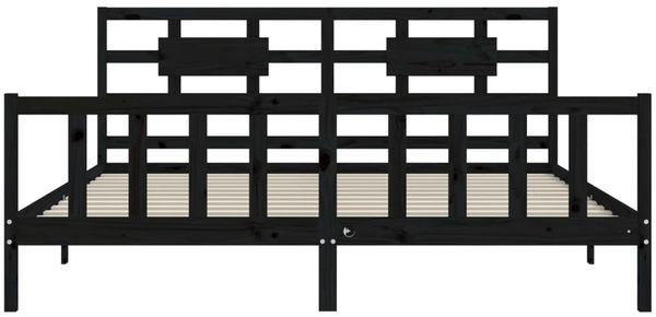 vidaXL Massivholzbett mit Kopfteil Schwarz 200x200 cm 3192580 Bild 6