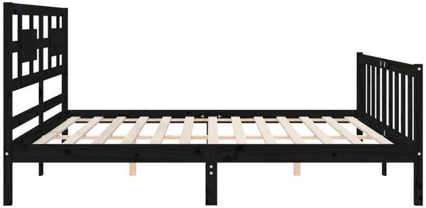 vidaXL Massivholzbett mit Kopfteil Schwarz 200x200 cm 3192580 Bild 7