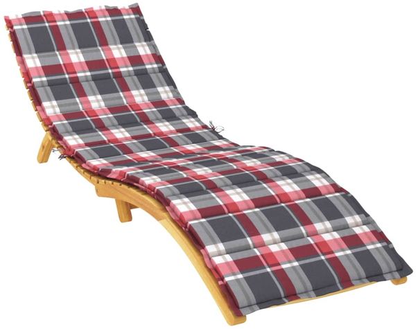 vidaXL Sonnenliegen-Auflage, Oxford-Gewebe rot Karomuster, 200 x 60 x 3 cm Bild 3