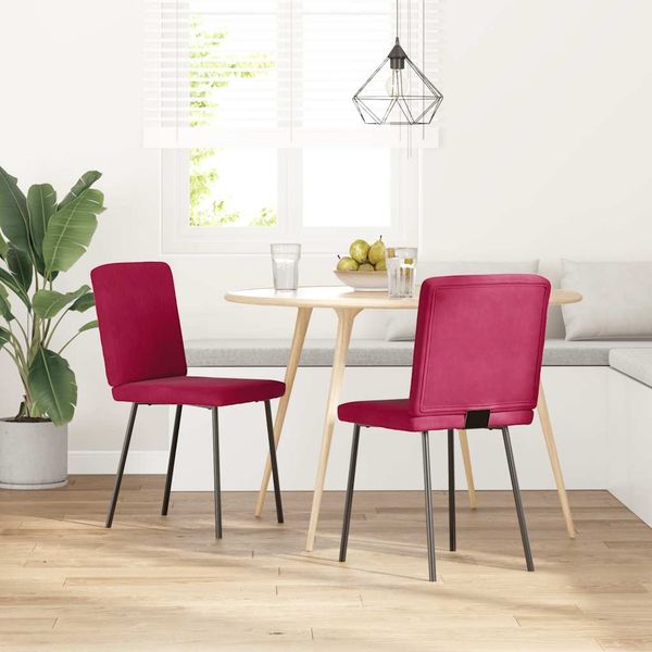 vidaXL Esszimmerstühle 2 Stk. Weinrot Samt 4101191