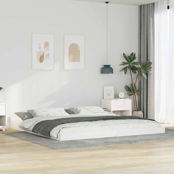 vidaXL Bettrahmen Weiß 200 x 220 cm Massives Kiefernholz 873383