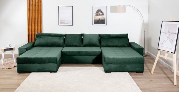 COLLECTION AB Wohnlandschaft Josy XXXL-Relax U-Form, B: 352 cm, Bettfunktion, Bettkasten & 2 Nackenkissen, Federkern