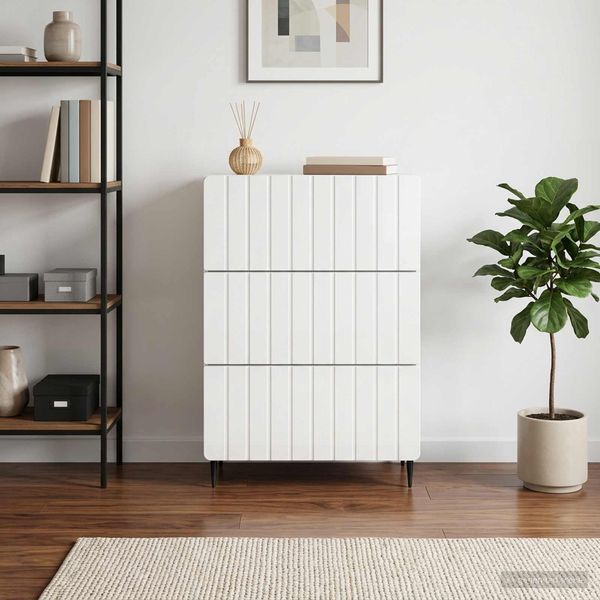 vidaXL Schubladenschrank Hochglanz Weiß 66 x 34,5 x 92 cm 894379