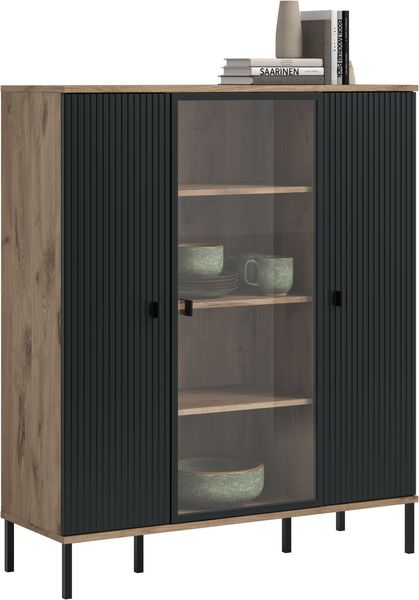 Chess Highboard in schwarz tiefzieh