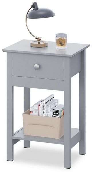WLIVE Nachttisch Nachttisch mit Schublade und Ablage, Beistelltisch Holz 40×30×60,6cm (1 Tisch), schmal, offenes Fach