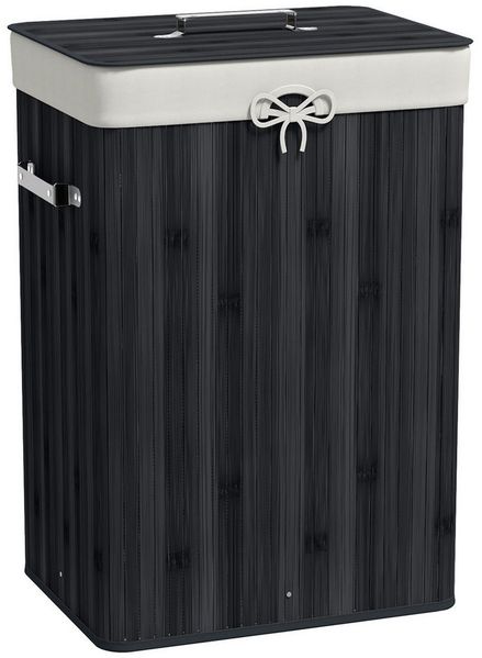 HOMCOM Wäschekorb (Set, 1 St, Wäschekorb mit Wäschesack), 72L, Bambus, herausnehmbarer Wäschesack, Deckel