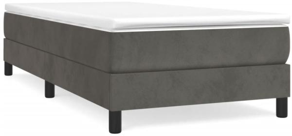 vidaXL Boxspringbett mit Matratze Dunkelgrau 90x200 cm Samt, Härtegrad: H2 [3144310] Bild 6