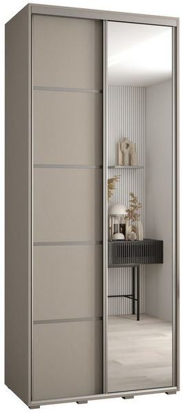 ABIKS MÖBEL Schwebetürenschrank Dakota 5 Schlafzimmerschrank mit Spiegel, Kleiderstange und Regalen