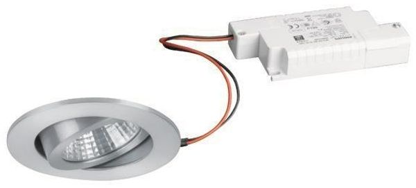 Brumberg Outdoor LED Einbaustrahler-Set inkl. Konverter, IP65, rund, 230V, 6W 3000K 650lm 38°, schwenkbar 30°, dimmbar, Alu