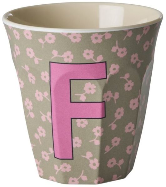 rice Becher Rice Buchstabenbecher – Melamin Tassen A–Z mit Blumen-Design, BPA-frei, 1-tlg, Melamin