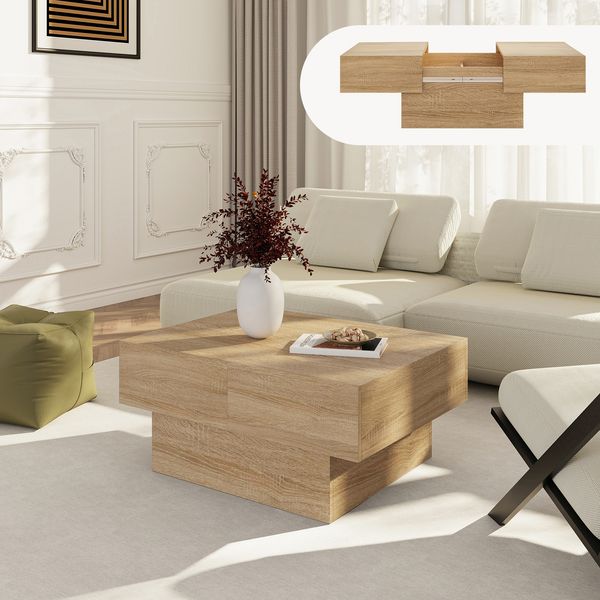Ausziehbarer Couchtisch Lens 80x60x36 cm Eicheoptik [en. casa]