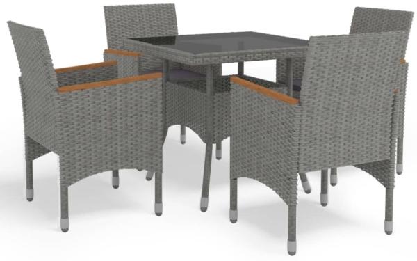 vidaXL 5-tlg. Garten-Essgruppe Grau Poly Rattan und Akazienholz 3058325