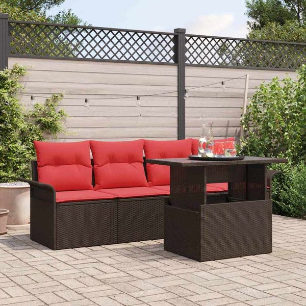vidaXL Gartensofa-set mit Kissen 5 pcs Braun Poly-Rattan 3348190