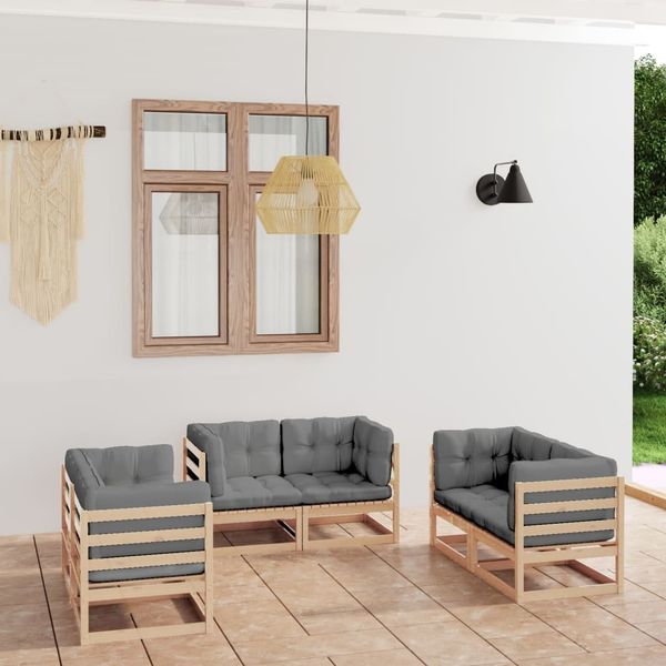 vidaXL 6-tlg. Garten-Lounge-Set mit Kissen Kiefer Massivholz 3076489