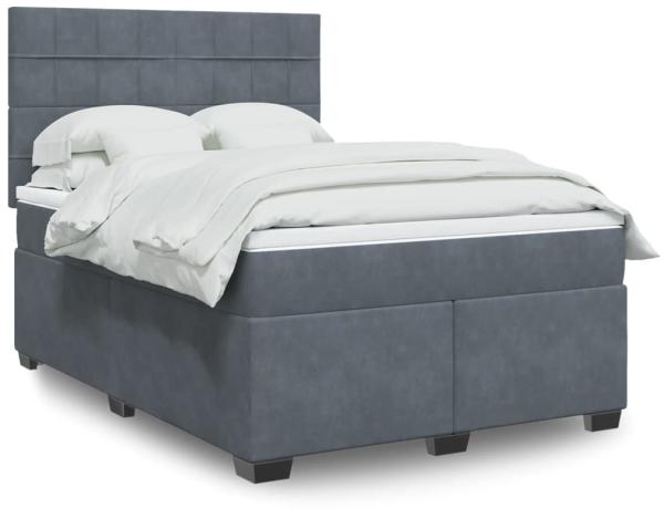 vidaXL Boxspringbett mit Matratze Dunkelgrau 140x190 cm Samt 3293207