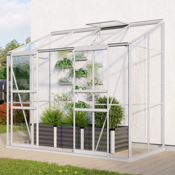 Vitavia Aktionsangebot (inkl. 60 Euro Zubehör): Anlehn-Gewächshaus "Styx 3300", aluminium eloxiert, 3,3 m²,3 mm ESG