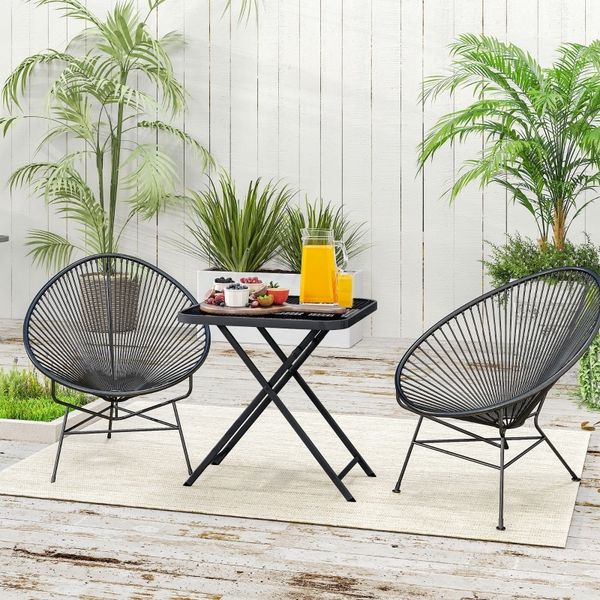 Gartentisch aus Stahl, klappbar, 70x70x72 cm, Schwarz