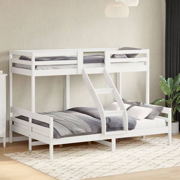 vidaXL Etagenbett 90x200/140x200 cm Weiß Massivholz Kiefer 3207174