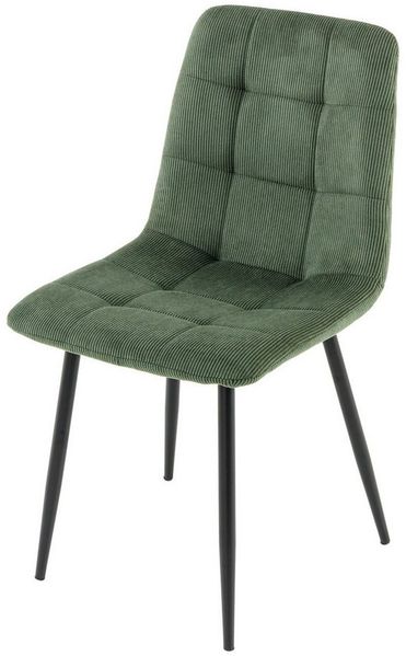 riess-ambiente Esszimmerstuhl TRES CHIC grün / schwarz - Cord, Metallbeine, Retro, gepolstert (Einzelartikel, 1 St), Stuhl mit Ziersteppung - ideal für Küche, Esszimmer, Wohnzimmer & Büro