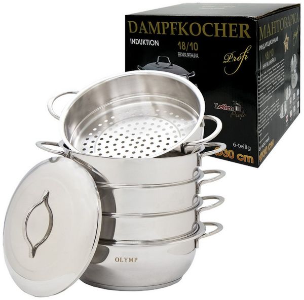 Olymp Handels GmbH Dampfgartopf Mantowarka Dampfkocher Ø30 cm Dampfgarer 6 Tlg Induktion