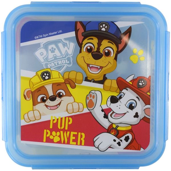 Quadratische Kinder Lunchbox 13 x 13 cm mit Heldenmotiv und abnehmbaren Deckel Paw Patrol